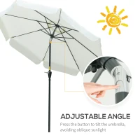 Outsunny Parasol Garden Umbrella Ø2.66m UV Protection 50+ 8 Ribs Tilt-Adjustable Beige(m-4)