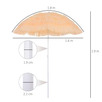 Outsunny 1.6m Patio Garden Hawaii Beach Sun Umbrella Sunshade Hawaiian Folding Tilting Crank Parasol (Yellow)(m-3)