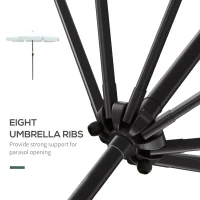Outsunny Parasol Garden Umbrella Ø2.66m UV Protection 50+ 8 Ribs Tilt-Adjustable Beige(m-7)