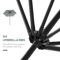 Outsunny Φ2.3m Patio Sun Umbrella Outdoor Market Table Parasol w/ Adjustable Angle 6 Ribs for Garden Backyard Pool Green Stripe(m-8)