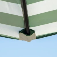 Outsunny Φ2.3m Patio Sun Umbrella Outdoor Market Table Parasol w/ Adjustable Angle 6 Ribs for Garden Backyard Pool Green Stripe(m-12)