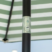 Outsunny Φ2.3m Patio Sun Umbrella Outdoor Market Table Parasol w/ Adjustable Angle 6 Ribs for Garden Backyard Pool Green Stripe(m-11)