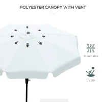 Outsunny Parasol Garden Umbrella Ø2.66m UV Protection 50+ 8 Ribs Tilt-Adjustable Beige(m-5)