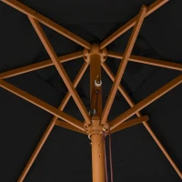 Outsunny 2.5m Wood Garden Parasol Sun Shade Patio Outdoor Wooden Umbrella Canopy Black(m-10)