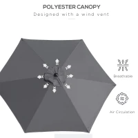 Outsunny 2.7M Patio Tilt Umbrella Sun Parasol Outdoor Garden Sun Shade Aluminium Frame with Crank(Grey)(m-7)