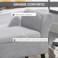 HOMCOM Banco para Pé de Cama Estofado em Veludo com Tampa Apoio para os Braços Pés de Madeira 111,5x41x65cm Cinza Claro(m-6)