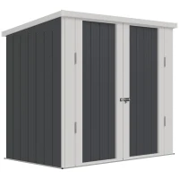 Outsunny Abri de Jardin - cabane de jardin 1,26 m² - cabanon rangement outils 2 Portes verrouillables - dim. 147L x 86l x 134H cm - tôle d'acier Gris Blanc(m-1)