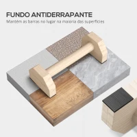 SPORTNOW Barras Paralelas de Madeira para Calistenia Barras Paralelas com Tapete Antideslizante para Ginásio Casa 30x13x10 cm Natural(m-4)