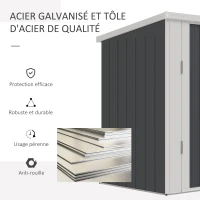 Outsunny Abri de Jardin - cabane de jardin 1,26 m² - cabanon rangement outils 2 Portes verrouillables - dim. 147L x 86l x 134H cm - tôle d'acier Gris Blanc(m-4)