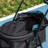 PawHut Dog Pram Dog Stroller Foldable Pet Pushchair with 4 Wheels, Safety Leashes, Cup Holder for Small Dogs, Black(m-9)