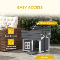 PawHut Indoor Rabbit Hutch, Portable Small Animal House Outdoor, with Top Handle, Openable Roof - Grey(m-7)