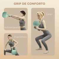 SPORTNOW Kettlebell de 10 kg Pesa Russa Preenchida de Areia Metálica e Alça Antiderrapante para Treino em Casa Ginásio 21x21x30 cm Verde(m-5)