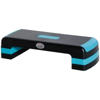 HOMCOM Plataforma Step Fitness com Altura Ajustável de 10/15/20 cm Plataforma de Exercício 78x28x20 cm Azul e Preto(m-11)