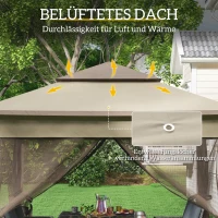 Outsunny Faltpavillon mit Seitenwänden Transporttasche Khaki 3,25 x 3,25 x 2,65 m(m-5)