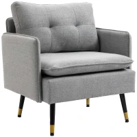 HOMCOM Fotoliu Tapițat din Material Textil cu Pernițe Umplute, Canapea Modernă cu Picioare din Oțel, 76x68x80 cm, Gri(m-10)