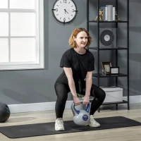 SPORTNOW Kettlebell 12 kg Peso Russo com Revestimento de PU e Enchimento de Areia para Treinamento 24x17x28 cm Azul e Cinza(m-7)