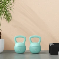 SPORTNOW Kettlebell de 6 kg Pesa Russa Preenchida de Areia Metálica e Alça Antiderrapante para Treino em Casa Ginásio 19x19x28 cm Verde(m-7)