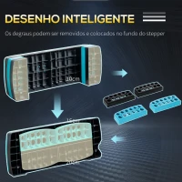 HOMCOM Plataforma Step Fitness com Altura Ajustável de 10/15/20 cm Plataforma de Exercício 78x28x20 cm Azul e Preto(m-5)