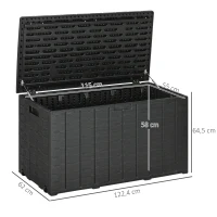 Outsunny Baú de Armazenamento Exterior 366L com Parede Dupla Rodas Alças para Varanda Pátio Carga 100 kg 122,4x62x64,5 cm Preto(m-3)