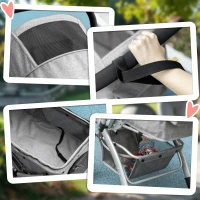 PawHut Hundebuggy, Haustierbuggy, klappbar, Aufbewahrungskorb, Netzfenster, Handbremse, Grau(m-8)