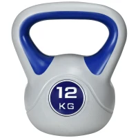 SPORTNOW Kettlebell 12 kg Peso Russo com Revestimento de PU e Enchimento de Areia para Treinamento 24x17x28 cm Azul e Cinza(m-11)