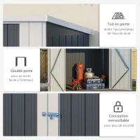 Outsunny Abri de Jardin - cabane de jardin 1,26 m² - cabanon rangement outils 2 Portes verrouillables - dim. 147L x 86l x 134H cm - tôle d'acier Gris Blanc(m-5)