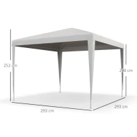 Outsunny Tenda de Jardim Desmontável Tenda para Exteriores com 4 Orifícios de Drenagem e Tubo de Aço 293x293x252 cm Branco(m-3)