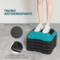 SPORTNOW Step para Exercício Aeróbico Plataforma Step Antideslizante com Altura Ajustável de 10/15/20/25/30 cm Azul(m-5)