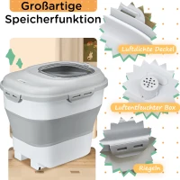 PawHut Składany pojemnik na suchą karmę, do 25 kg, z akcesoriami, 44x32x37cm, Szary(m-6)