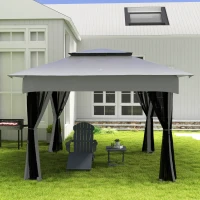 Outsunny Barbecue a Carbone a 3 Livelli con Mensole Pieghevoli e Girarrosto, in Acciaio Inox, 118x32x90 cm, Nero(m-9)