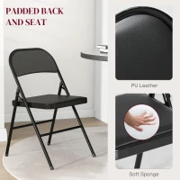 HOMCOM Set of Two Cushioned Steel Folding Chairs - Black(m-4)