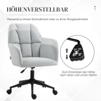 Vinsetto Bureaustoel, ergonomisch, in hoogte verstelbaar, draaibaar, velvet-look, tot 120 kg, lichtgrijs(m-4)