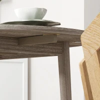 HOMCOM Folding Dining Table for 4, Round Drop Leaf Table, Modern Space Saving Small Kitchen Table with Wood Legs for Dining Room, Grey(m-9)