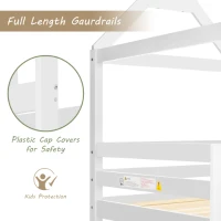 Children's Bunk Bed with Convertible Ladder and Window, Solid Pine Wood Twin Sleeper, Safety Certified, for Kids, Teens, 198x94x221 cm, White(m-6)