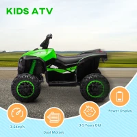 HOMCOM 12V Ride-On Quad Bike w/ Music, Horn, for Ages 3-5 Years - Green(m-4)