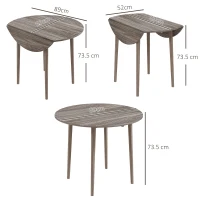HOMCOM Folding Dining Table for 4, Round Drop Leaf Table, Modern Space Saving Small Kitchen Table with Wood Legs for Dining Room, Grey(m-3)