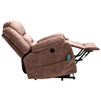 Electric Recliner Massage Chair with Heat, USB Ports, Side Pockets, Easy Assembly, for Home Living Room, 87x85x107 cm, Brown(m-10)