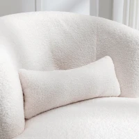 Swivel Recliner Accent Armchair with Teddy Fabric, 360-Degree Rotation and Detachable Lumbar Pillow, 65x70x73 cm, White(m-6)