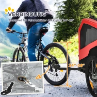 PawHut 2-in-1 Hundeanhänger Hundebuggy bis 30kg klappbar und lagerbar Lenker Fußstütze Reflektoren Sicherheitsfahne 170 cm x 77 cm x 90 cm Rot(m-7)