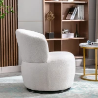 Swivel Recliner Accent Armchair with Teddy Fabric, 360-Degree Rotation and Detachable Lumbar Pillow, 65x70x73 cm, White(m-5)