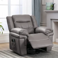 Electric Power Lift Massage Chair with Heating Points, Side Pockets, Tech Cloth, Overstuffed Recliner Armchair for Elderly, 99x83x106 cm, Grey(m-1)