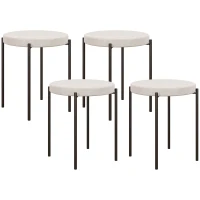 HOMCOM Zestaw 4 taboretów kuchennych, stapelbar, wygląd aksamitu, do 120kg, metalowa rama, 41,5 x 41,5 x 46 cm, kremowy(m-1)