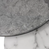 Set of 2 Modern Nesting Marble Coffee Tables with Metal Frame, Space-Saving Design, 70x70x45 cm and 44.5x44.5x38 cm, Grey(m-9)