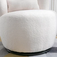 Swivel Recliner Accent Armchair with Teddy Fabric, 360-Degree Rotation and Detachable Lumbar Pillow, 65x70x73 cm, White(m-7)
