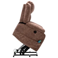 Electric Recliner Massage Chair with Heat, USB Ports, Side Pockets, Easy Assembly, for Home Living Room, 87x85x107 cm, Brown(m-9)