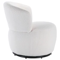 Swivel Recliner Accent Armchair with Teddy Fabric, 360-Degree Rotation and Detachable Lumbar Pillow, 65x70x73 cm, White(m-9)