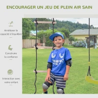 HOMCOM Balançoire enfant 2 agrès portique avec balançoire et échelle dim. 2,65L x 1,38l x 1,75H m métal époxy anticorrosion PE Gris Anthracite Vert Pomme(m-4)