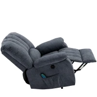 Electric Recliner Armchair with Heating Massage Points, USB Ports, Side Pockets, Executive Power Lift Massage Chair, 92x94x105 cm, Light Grey-Blue(m-12)