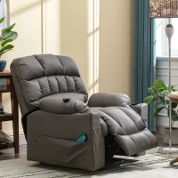 Electric Power Lift Recliner Armchair with Heating Points, Side Pockets, Remote Control Massage Chair for Elderly, 93x93x102 cm, Grey(m-4)