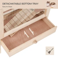 PawHut Hamster Cage Rodent Pet Small Animal Kit Large Wooden hut Box Double Layers Easy Clean 46 x 34 x 48 cm(m-7)